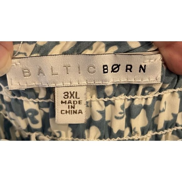 Baltic Born Jumpsuit One Piece Smocked Bodice Blue Cream Floral 3XL - Picture 3 of 6